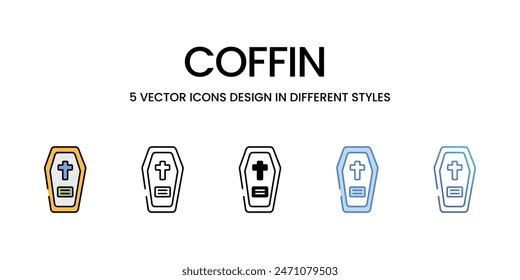 Coffin icons vector set stock illustration.