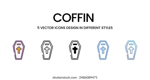 Coffin icons vector set stock illustration.