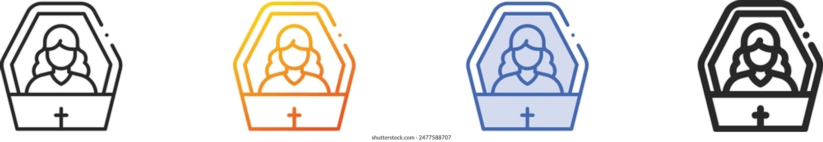coffin icon.Thin Linear, Gradient, Blue Stroke and bold Style Design Isolated On White Background