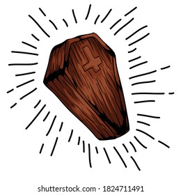 Coffin illustration design vector, perfect for halloween design elements or another dark art design