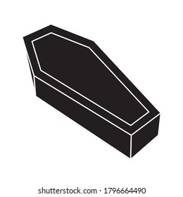 Coffin Insurance concept with funeral concept. Coffin icon outline on white background