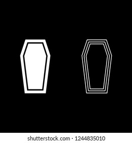 Coffin Insurance concept Funeral subject Lid coffin icon outline set white color