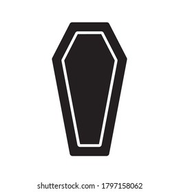 Coffin Insurance concept Funeral subject Lid coffin icon outline on white background