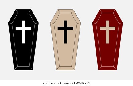 Coffin Insurance concept Funeral subject Lid coffin icon outline set yellow black redcolor