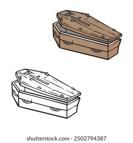 coffin isolated on white background. easy to edit. you can change color you want. vector illustrations