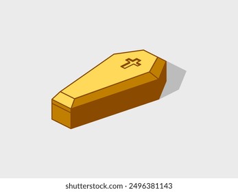 Coffin isometric vector illustration with shadow