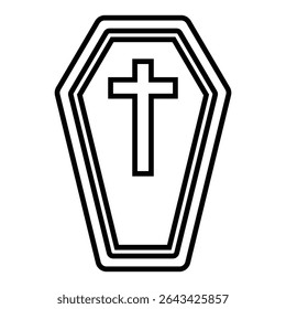 Coffin line icon design. Coffin thin black outline symbol vector illustration. editable stroke icon on transparent background.