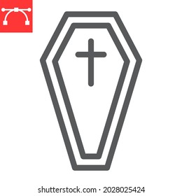 Coffin line icon, holiday and halloween, tomb vector icon, vector graphics, editable stroke outline sign, eps 10.