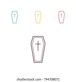 Coffin line icon on white background