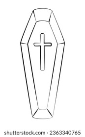 Icono de línea de ataúd, icono adecuado para activos gráficos de Halloween, diseño web, aplicaciones, banners, etc.