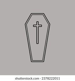 Coffin line icon vector design template and illustration with editable stroke. Halloween Icons Set.