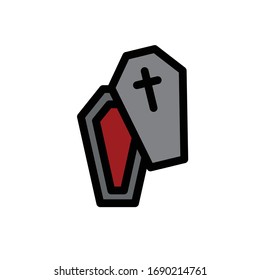 coffin line icon, vector illustration