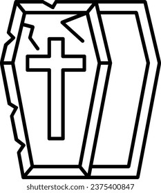 Coffin Line Icon.Funeral, Burial, Death, Casket, Mourning, Ritual, Coffin, Funerary