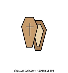 coffin line illustration colored icon. Signs and symbols can be used for web, logo, mobile app, UI, UX