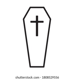 coffin line style icon design, death tomb cementary and scary theme Vector illustration