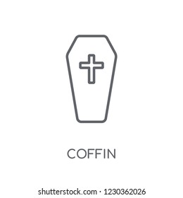 Coffin linear icon. Modern outline Coffin logo concept on white background from Insurance collection. Suitable for use on web apps, mobile apps and print media.