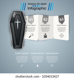 Coffin logo. Business Infographics origami style Vector illustration.