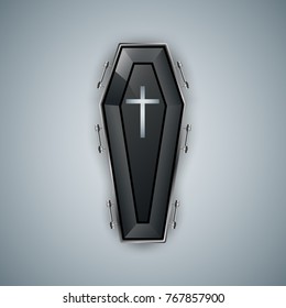 Coffin logo on the grey bacground. Vector eps10