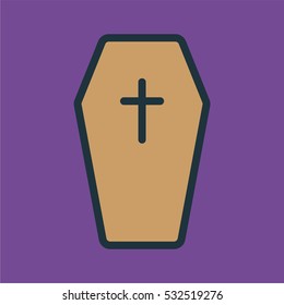 Coffin Minimal Color Flat Line Stroke Icon Pictogram Symbol Illustration