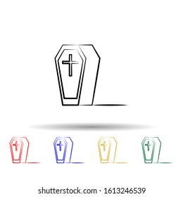 Coffin multi color style icon. Simple thin line, outline vector of dia de muertos icons for ui and ux, website or mobile application