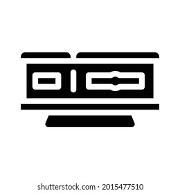 coffin on stand glyph icon vector. coffin on stand sign. isolated contour symbol black illustration