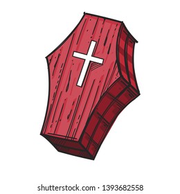 Coffin on a white background. Cartoon style.