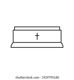 Coffin outline icon. Death line symbol. Burial concept. Vector illustration isolated on white.