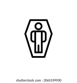 Coffin With Outline Icon Vector