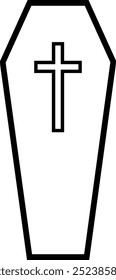 Coffin outline icon, Wooden coffin Outline, cross coffin icon, Grave sign