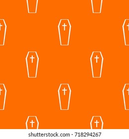 Coffin pattern repeat seamless in orange color for any design. Vector geometric illustration