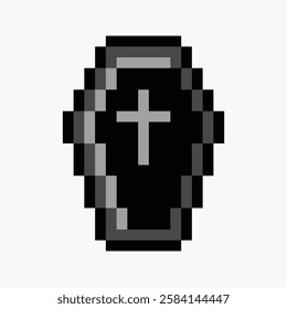 coffin pixel art icon vector illustration.