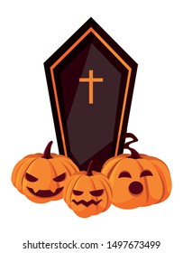 coffin pumpkins happy halloween celebration