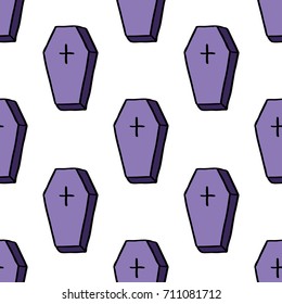 coffin seamless doodle pattern