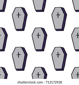 coffin seamless doodle pattern