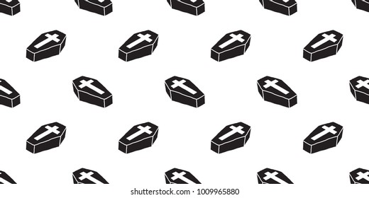 coffin seamless pattern Christ cross vector Halloween wallpaper isolated background
