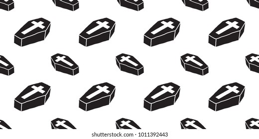 coffin seamless pattern Christ cross vector Halloween isolated wallpaper background