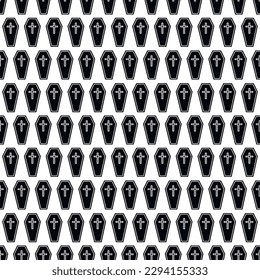 Coffin seamless pattern with christ cross