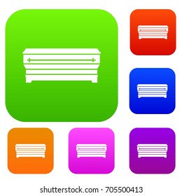 Coffin set icon in different colors isolated vector illustration. Premium collection