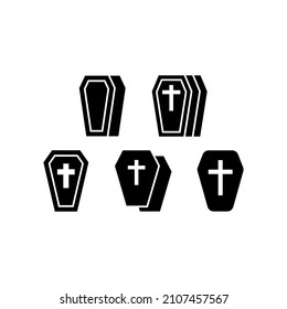 Coffin set icon isolated on white background