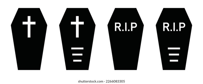 Coffin set icon, vector illustration