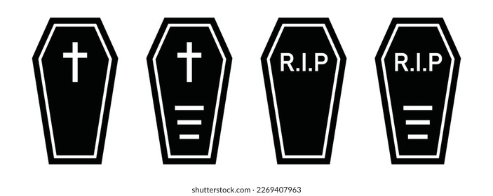 Coffin set icon, vector illustration