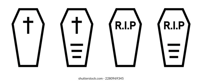 Coffin set icon, vector illustration