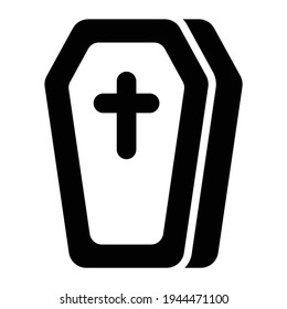 coffin Silhouette, Black Glyph icon.