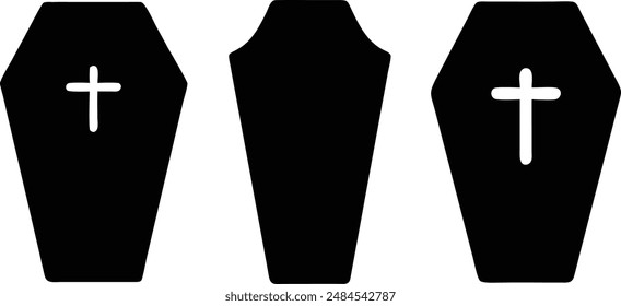 coffin silhouette. Vector illustration for graphic design, logos, websites, and social media.