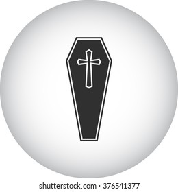 Coffin simple icon on colorful round background