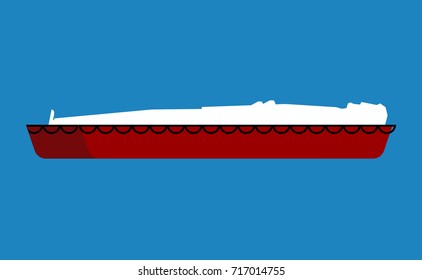 coffin and soul. wooden casket and ghost. Vector illustration