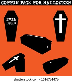 
coffin with the style of black silhouettes and cross markers