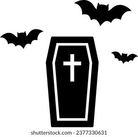 Coffin With the Symbol of the Cross and Bats