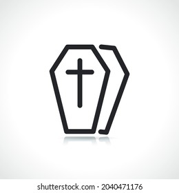 icono de línea delgada de ataúd aislado