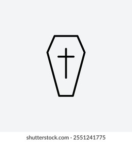 Coffin thin liner icon isolated.